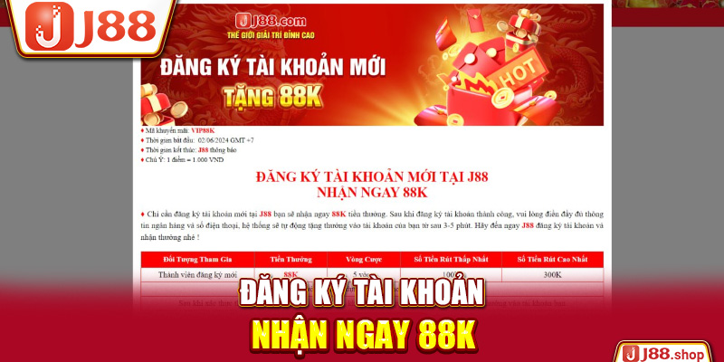 Đăng ký tài khoản nhận ngay 88K